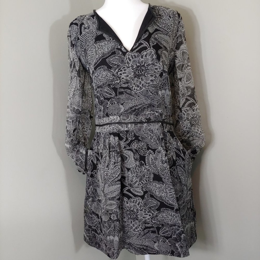 Veronica Beard Floral Silk Pocket Dress